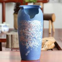 景德镇复古泼墨老庄盆透气粗陶细陶花盆绿植陶瓷花卉地面古典 4号老庄盆 口12高30 中等