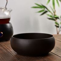 水仙花盆陶瓷无孔铜钱草碗莲睡莲水培绿萝容器大号玻璃多肉盆批发 小号黑紫砂水培盆