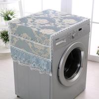 滚筒全自动洗衣机罩冰箱防晒防尘罩海尔美的LG三星小天鹅盖巾盖布 爱心桃蓝 微波炉烤箱无兜35*95cm