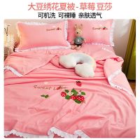 夏凉被春秋可机洗薄款被子夏天双人单人夏季空调被夏被水洗 草莓豆沙 150*200cm单夏被