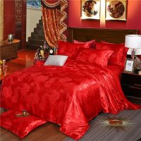 床上四件套床上用品欧式高端提花床单被套三件套双人婚庆床品被罩 莫奈庄园-红玉[单床单] 1.2床三件套[被套150*20