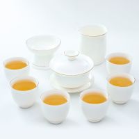 德化高端中式白瓷茶具套装家用描金功夫羊脂玉瓷茶杯茶壶冲泡盖碗 款式2