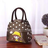 手提包女大号加厚防水饭盒袋便当包妈咪包女包小布包包卡通手拎包 [拉骨黄帽]咖啡KT
