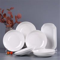 新款6个菜盘1个鱼盘陶瓷器餐具 家用碗碟饭盘圆盘方盘套装景德镇 纯白无暇 2个7英寸菜盘
