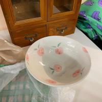 简约ins风少女心陶瓷小清新文艺水果大汤碗印花手绘插画日式餐具 水果大汤碗 水蜜桃