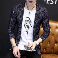 春装假两件长袖T恤男士韩版帅气上衣服男装夏季潮流时尚打底衫男t 蓝色 830 M