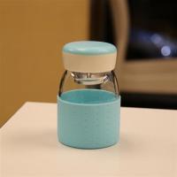 简约便携水杯瓶商务玻璃杯子带过滤茶杯耐热带盖随手杯办公室高档 薄荷绿 350毫升 商务女士杯[6A3]