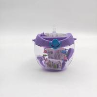 甜甜圈喷雾水杯儿童卡通吸管杯可爱创意男女学生塑料杯子便携水壶 普通款(随机颜色)无杯盖 500ml