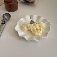 韩式INS餐具白色陶瓷荷叶盘甜品冰淇淋沙拉盘子民宿装饰盘水果盘 荷叶盘一个