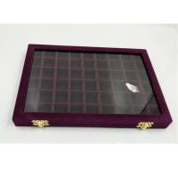 绒布大号珠宝箱 美甲饰品展示盒带玻璃盖 珠宝小饰品收纳盒钻盒 紫色 长毛绒