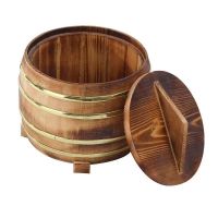 木桶低价处理特色餐具仿古罗汉桶寿司桶盖浇饭保温桶木桶饭鼓型 16碳化罗汉桶