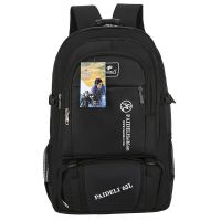 65升双肩包男旅游包大容量行李包防水女户外登山包出门旅行包书包 黑色