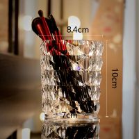 防尘亚克力化妆刷收纳桶透明有盖美妆刷筒眉笔刷具筒化妆品收纳盒 钻纹圆刷桶