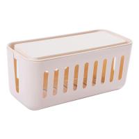 加厚款电源线收纳盒可散热宿舍理线器超大款插线板收纳盒 大号杏色(1个装)