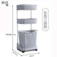 大号脏衣服收纳篮子浴室手提塑料放衣物筐篓家用二三层脏衣置物架 大叔灰 单个手提篮子[无隔板]