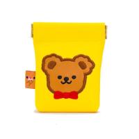 可爱小清新耳机包弹片airpod包数据线卡通收纳袋学生迷你PU零钱包 小熊软糖耳机包 黄色