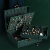 首饰盒欧式多功能耳环手镯耳饰化妆品公主复古珠宝收纳盒简约大号 多层款