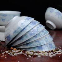 6英寸高脚加厚老式蓝边面碗复古家用小菜碗5只/8只蒸菜碗喝粥碗 戈三大繁花似锦 5个装