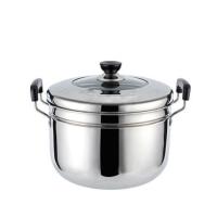 蒸锅304不锈钢加厚日式蒸锅组合盖节能家用汤锅电磁炉通用21-30CM 单底特厚 21cm[适用1-2人]