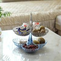 透明三层水果盘家用欧式多层糖果盘客厅茶干果盘点心糖果水果托盘 两层颜色混装(如需颜色指定)小号 默认