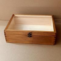 大号玻璃盖木盒,透明盖实木收纳盒永生花礼盒原木复古婚鞋收纳盒 30*20*10复古色