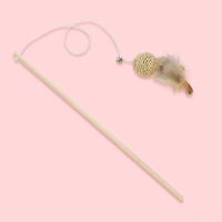 美国elite逗猫棒耐咬原木猫玩具自嗨猫咪用品老鼠羽毛逗猫棒幼猫 木质小圆球逗猫棒