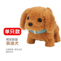 电动毛绒玩具仿真小狗泰迪狗狗走路会叫动物玩偶儿童男孩生日礼物 单只款-泰迪犬 普通电池套装(耗电较快)