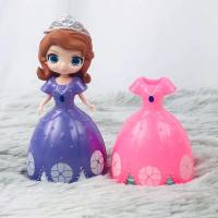 洋芭比娃娃换衣公主白雪公主冰雪奇缘美人鱼女孩换衣生日礼物玩具 苏菲亚+2件衣服+贴纸(8cm)