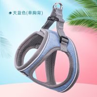 泰迪博美比熊法斗遛狗绳狗链子中型小型犬牵引绳背心式胸背带用品 环型天空蓝单胸背(无绳) XS/胸围26-31cm/约0-
