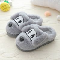 儿童棉鞋2020冬季新款加厚保暖防滑女童鞋可爱卡通小狗家居男童鞋 灰色[小狗] 24-25码(内长15cm)