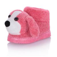 亲子鞋大童小童鞋冬季保暖儿童鞋卡通狗狗居家棉鞋包跟棉拖鞋男女 红色(小童) 20-21/2-3岁脚长14.5CM