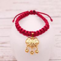 宠物长命锁猫咪狗狗项圈铃铛挂饰拍照项链平安锁猫咪泰迪可爱脖圈 酒红色有铃铛 XS码15-23厘米