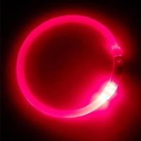 宠物狗狗发光项圈usb可充电泰迪比熊小中大型犬金毛夜光狗项圈 光纤玫红送吊坠+铃铛 50CM适合中小猫狗可剪短