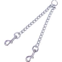 双头宠物狗狗牵引绳铁链子泰迪金毛遛狗绳子狗链子小型中型大型犬 2.5mm*40cm