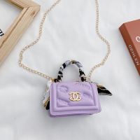 新款韩版女童斜挎包时尚洋气儿童小包包迷你公主零钱配饰手拎小包 丝巾款紫色