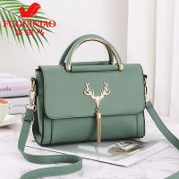 [富贵鸟]包包2021新款时尚手提百搭单肩女士包包斜挎包小方包女 小鹿-薄荷绿