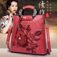 2021新款大包品牌中国风压花复古时尚百搭个性手提斜挎妈妈包 红色小镜子 没有卡包了