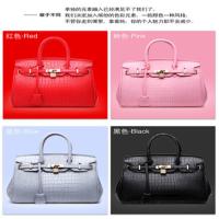 三十而已同款2020春夏手提 欧美时尚凯莉包女包手提包单肩斜挎包 进口皮20寸粉色