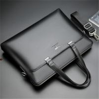 纳佰卡男包真皮质感男士手提包商务包公文包单肩包斜挎包男士包包 黑色-[单包]