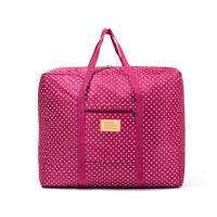 折叠防水旅行袋可套拉杆箱大容量衣物整理袋登记包单肩可手提可背 玫红圆点小号