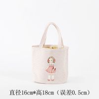 手提饭盒袋子圆形铝箔加厚便当包手拎妈咪包上班族午餐包学生带饭 洋娃娃粉色