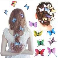 远方情森系超仙立体蝴蝶发箍韩式新娘头饰仙美头箍花环新发饰T974 蝴蝶仙子小号发夹颜色随机 6个装