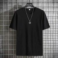 2021黑色短袖t恤男装夏季休闲上衣服打底衫圆领男士学生宽松韩版A 无图案 S