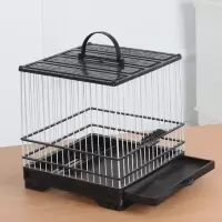 新品绣眼塑钢鸟笼板笼玻璃丝条黄雀贝子小号方笼养笼塑料鸟笼 三代黑色裸笼