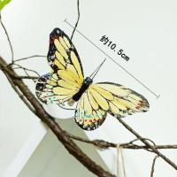 鸟窝装饰仿真草编织草窝手工户外小鸟屋室外挂件椰子壳鸟巢燕子窝 浅黄色羽毛蝴蝶1只 均码