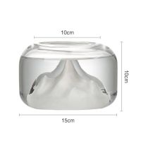 加厚孔雀玻璃鱼缸桌面圆形小型创意雪山斗金鱼缸迷你水族客厅摆件 雪山鱼缸(热卖超白加厚款)