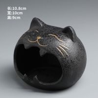 可爱卡通猫创意烟灰缸陶瓷家用客厅个性时尚潮流防飞灰大号烟灰缸 开口猫--烟灰缸(黑色)