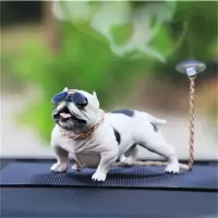 创意汽车摆件社会狗恶霸犬车内装饰品车上用品个性可爱小猪猪摆件 社会恶霸犬白