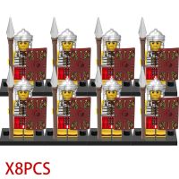 兼容乐高中世纪积木小人仔骑士复古盔甲城堡军事罗马魔戒拼装积木 罗马战士组合8只
