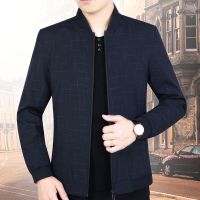 中老年外套男春秋薄款大码男装秋装中年男士上衣秋季爸爸宽松夹克 夏薄款/藏蓝色 棒球领 L /170码